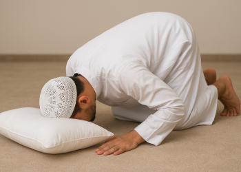 memakai tumpuan bantal saat shalat